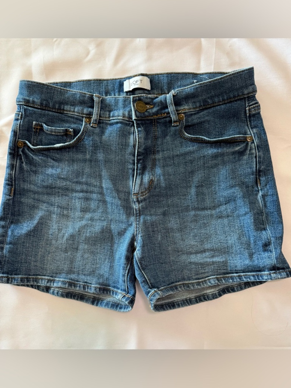 LOFT Blue Denim Shorts with Classic Five-Pocket Style